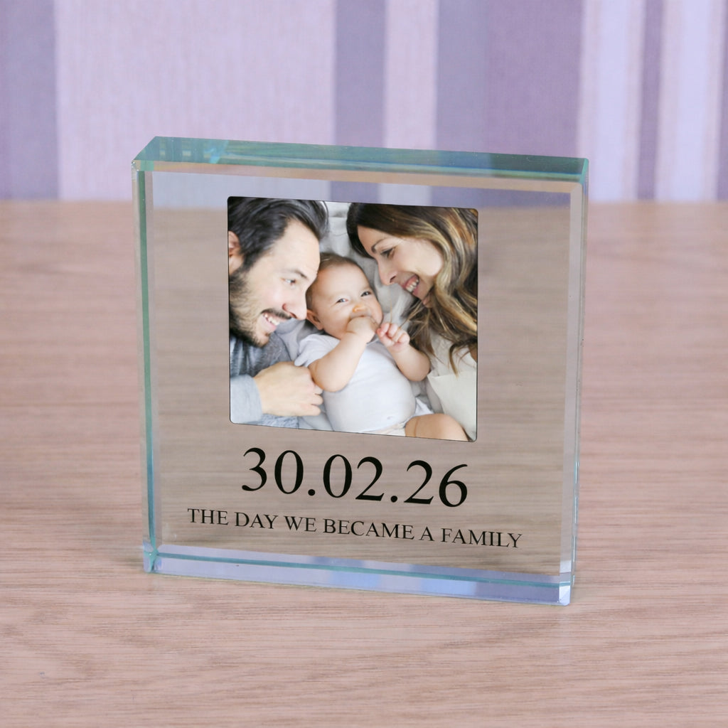 Personalised Family Photo Glass Token with Date
