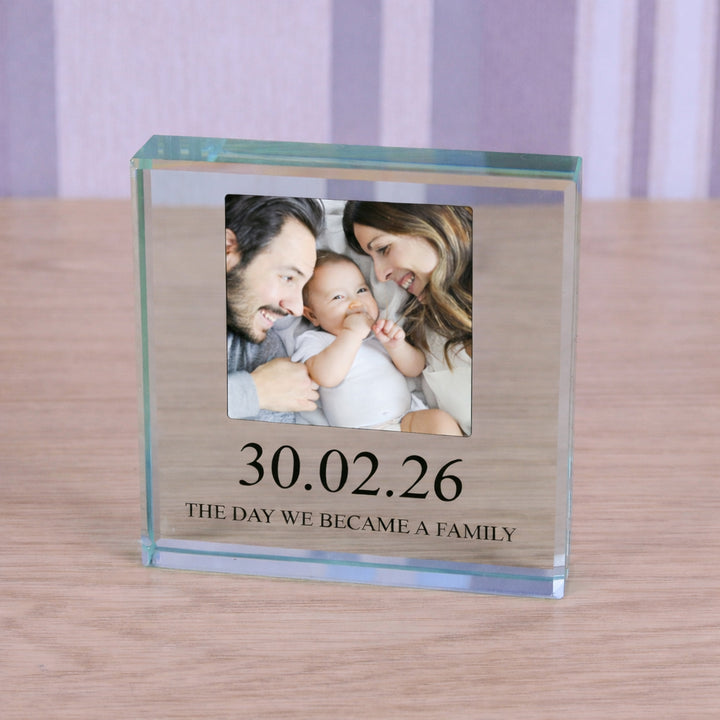 Personalised Family Photo Glass Token with Date