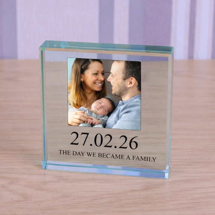 Personalised Family Photo Glass Token with Date