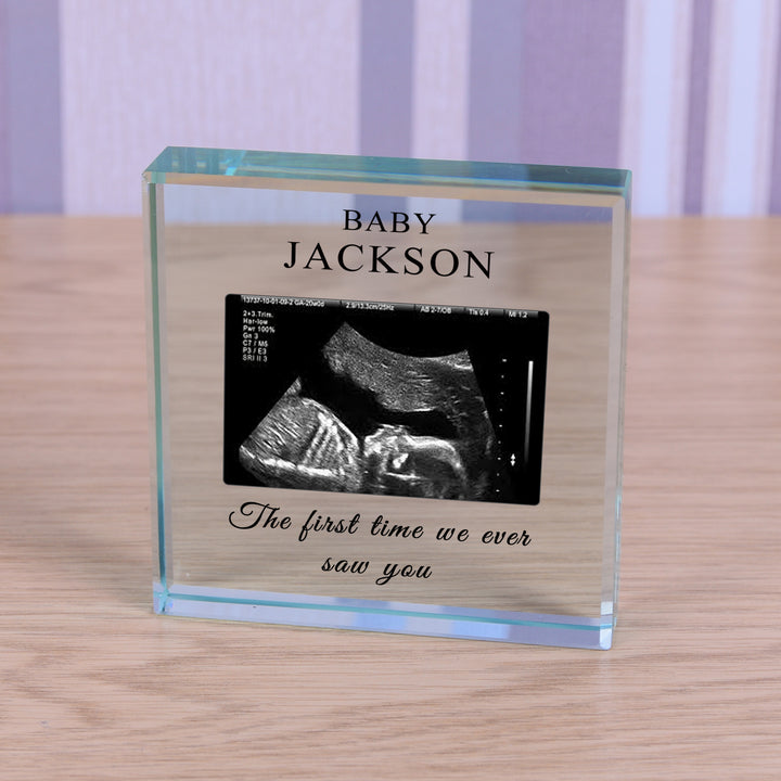 Personalised Baby Scan Glass Token with Name