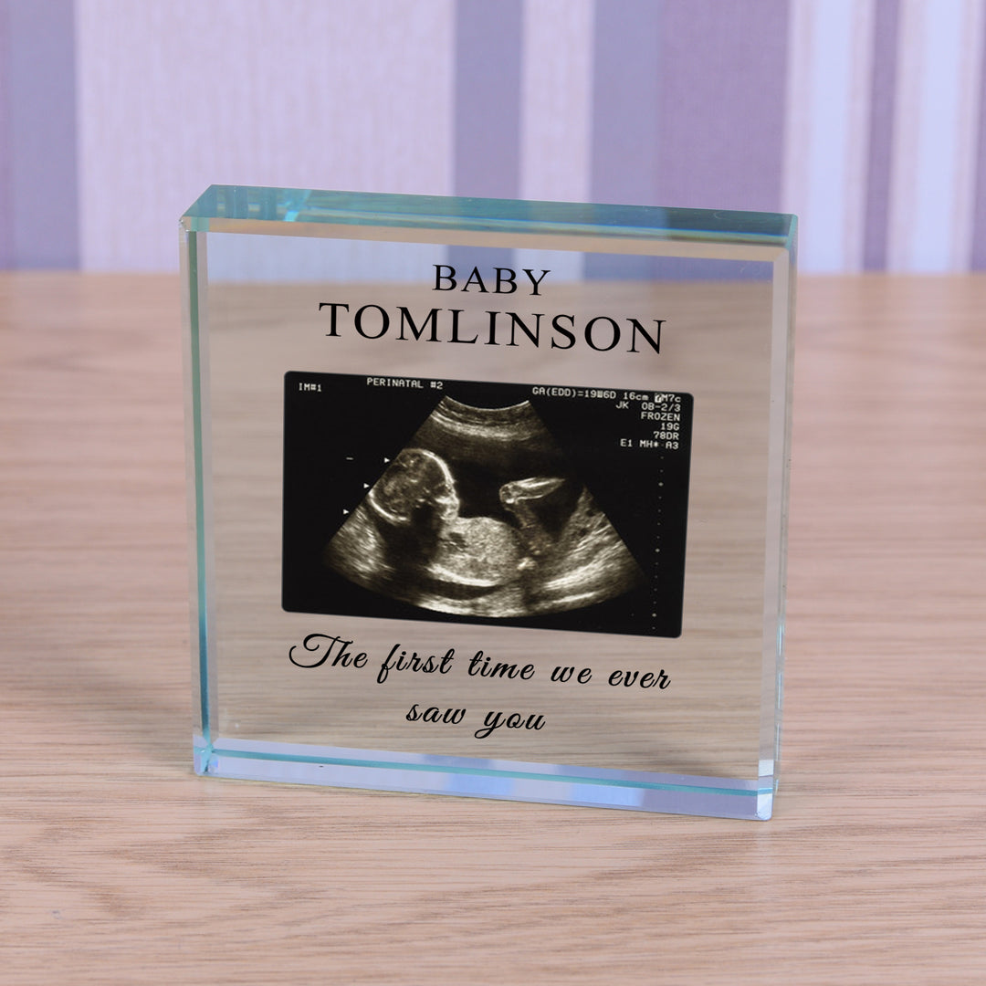Personalised Baby Scan Glass Token with Name