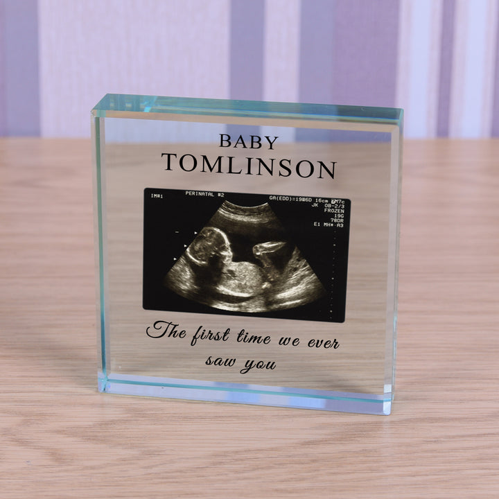 Personalised Baby Scan Glass Token with Name