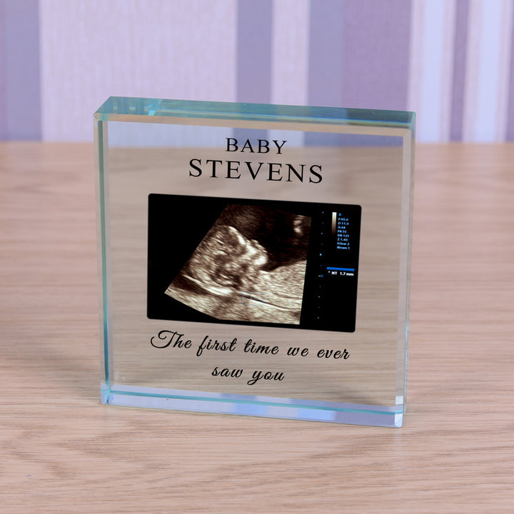 Personalised Baby Scan Glass Token with Name