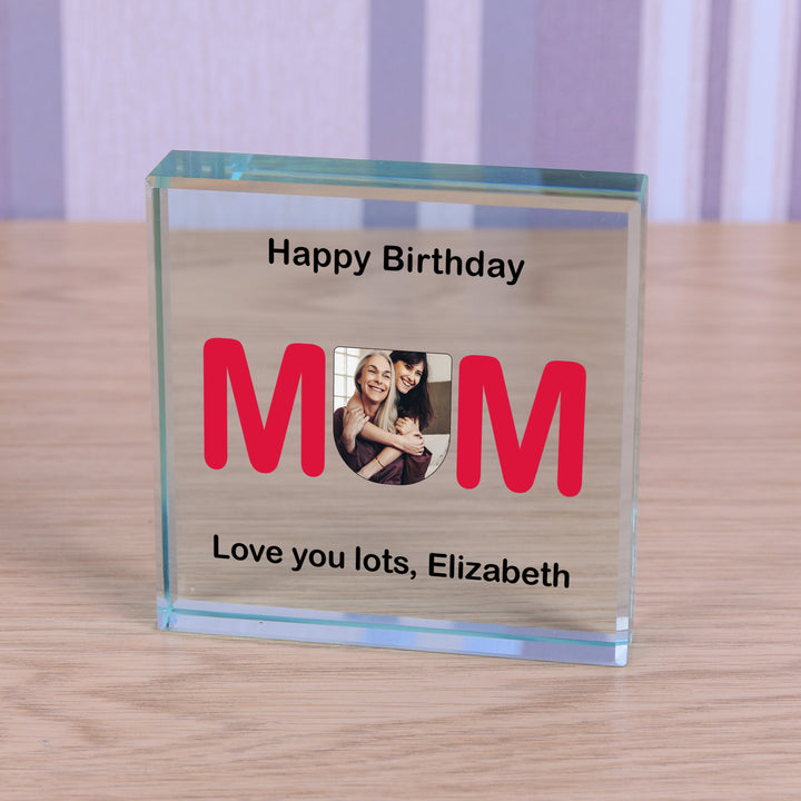 Personalised Mum Glass Photo Token with Message