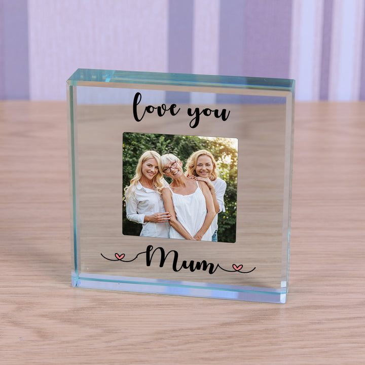Personalised Love You Mum or Mummy Photo Glass Token