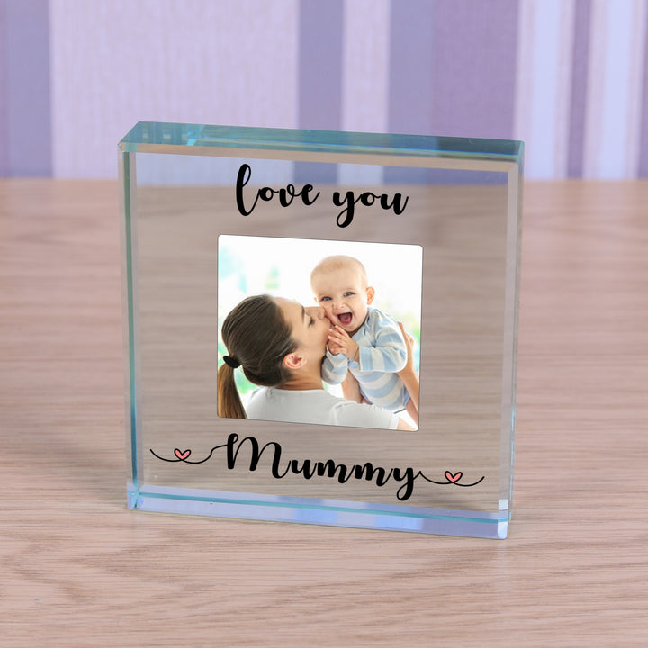 Personalised Love You Mum or Mummy Photo Glass Token