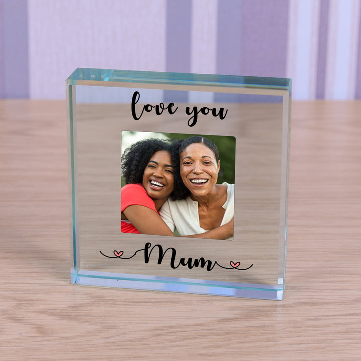 Personalised Love You Mum or Mummy Photo Glass Token
