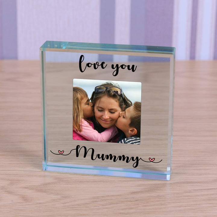 Personalised Love You Mum or Mummy Photo Glass Token