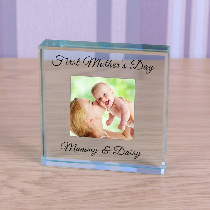 Personalised First Mother’s Day Glass Token with Photo