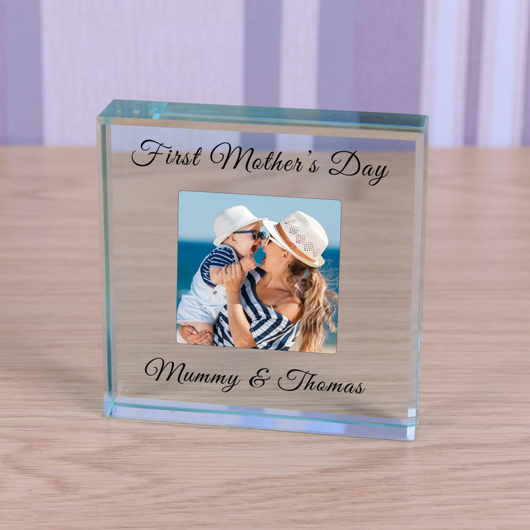 Personalised First Mother’s Day Glass Token with Photo
