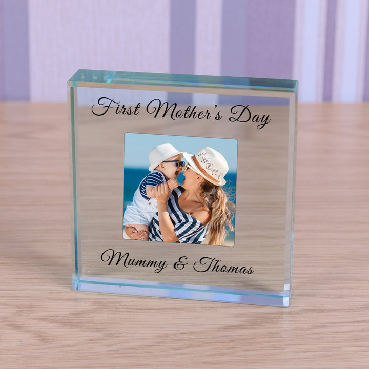 Personalised First Mother’s Day Glass Token with Photo