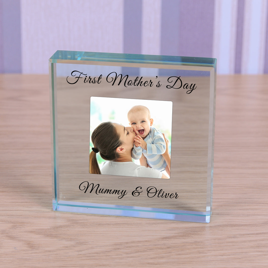 Personalised First Mother’s Day Glass Token with Photo