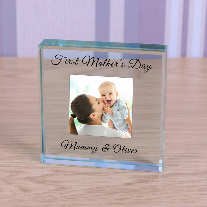 Personalised First Mother’s Day Glass Token with Photo