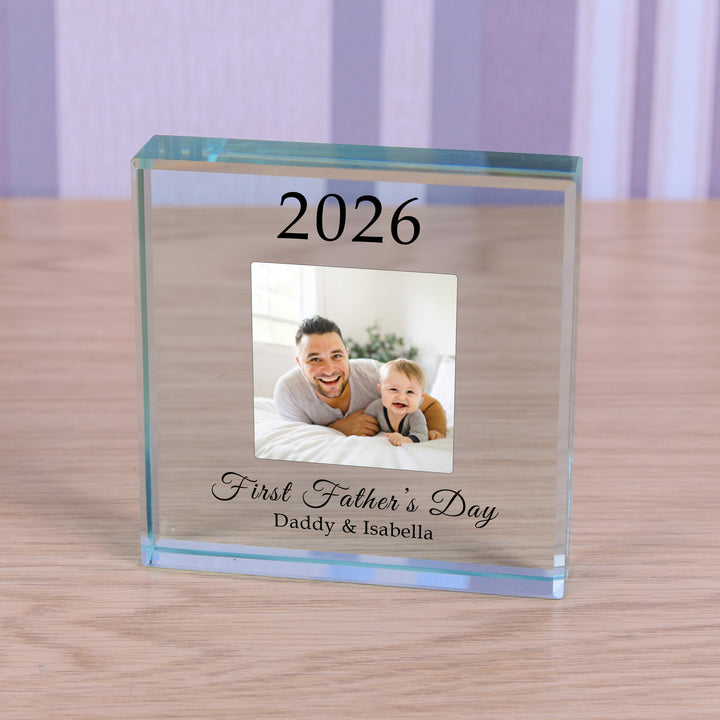 Personalised First Father’s Day Glass Token with Photo