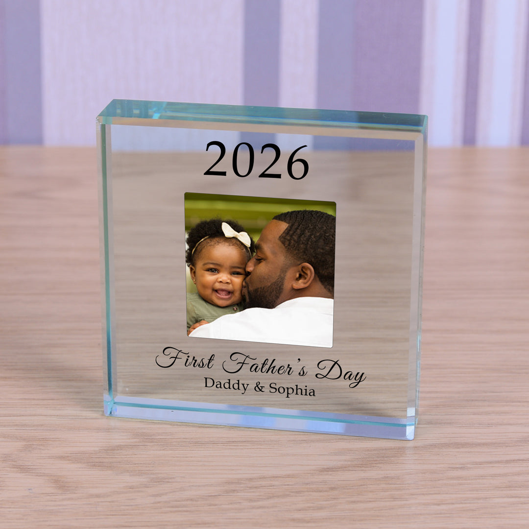 Personalised First Father’s Day Glass Token with Photo