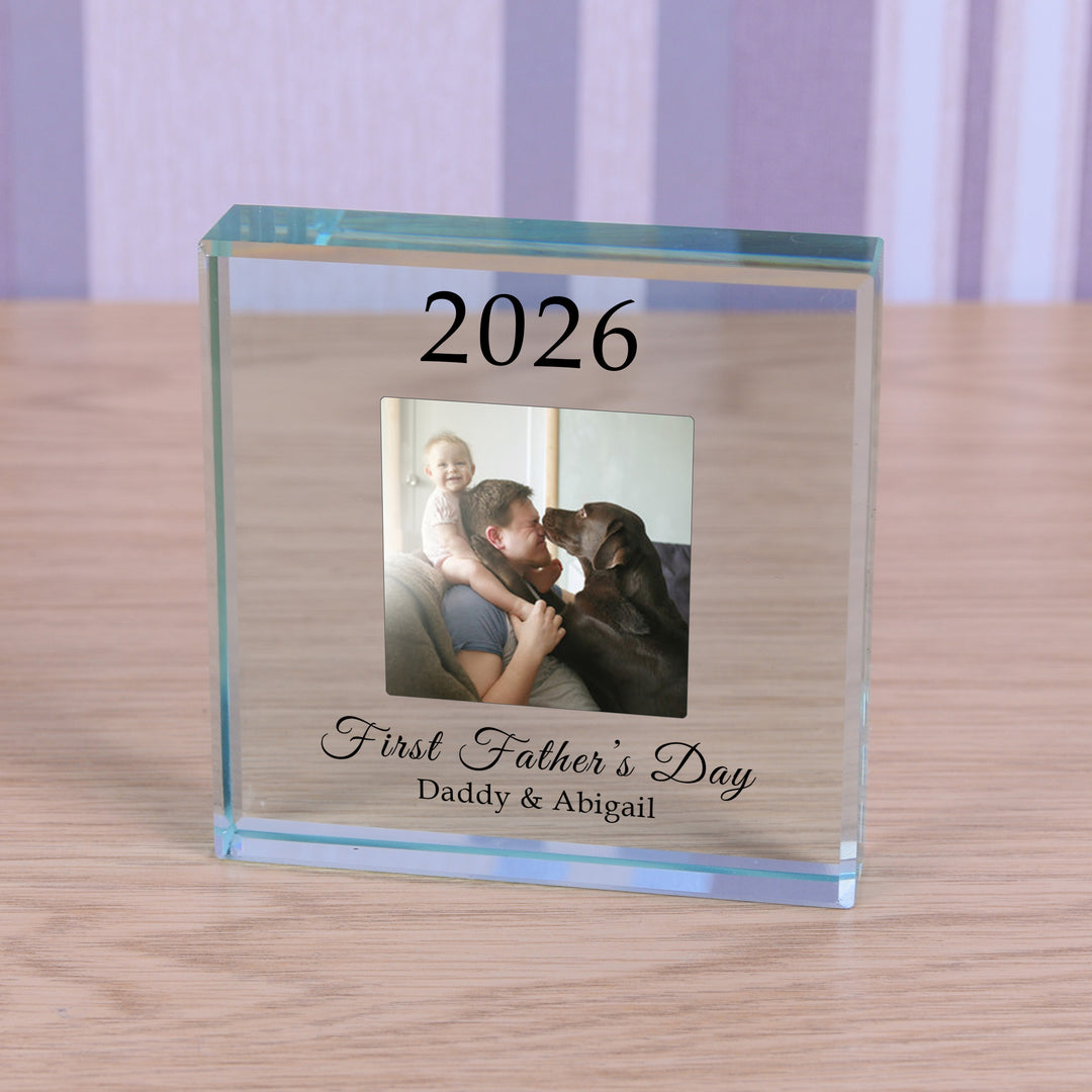 Personalised First Father’s Day Glass Token with Photo