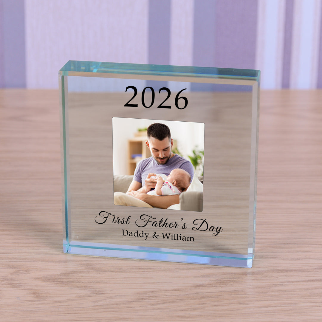 Personalised First Father’s Day Glass Token with Photo