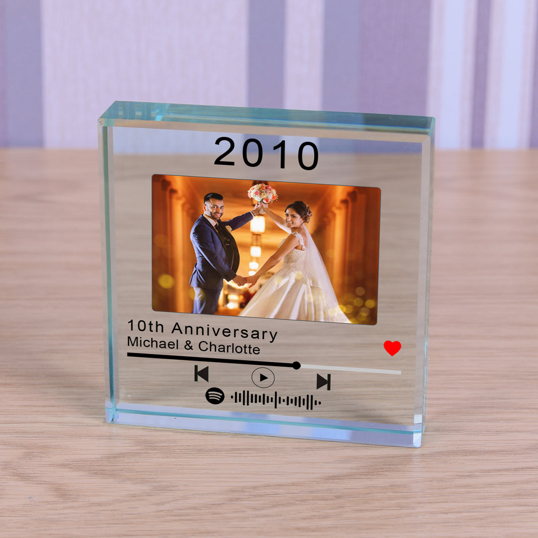 Personalised Special Year Playlist Glass Token with Photo