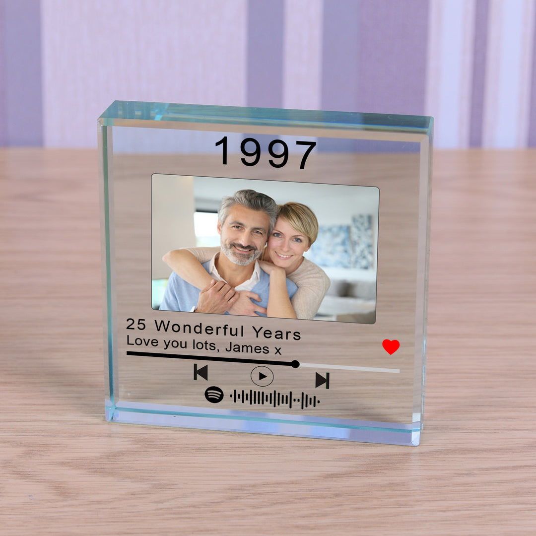 Personalised Special Year Playlist Glass Token with Photo