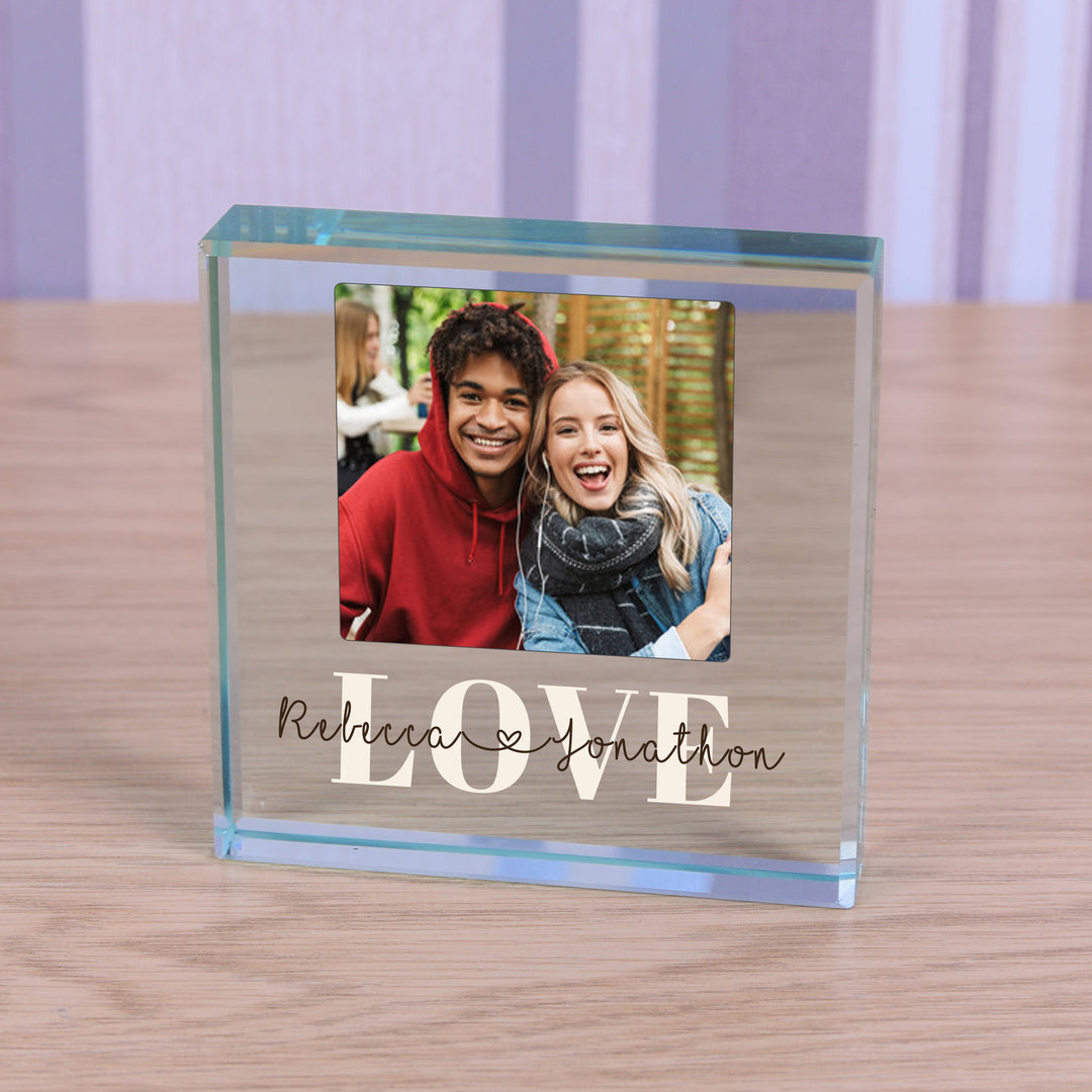 Personalised Love Glass Token with Photo and Names