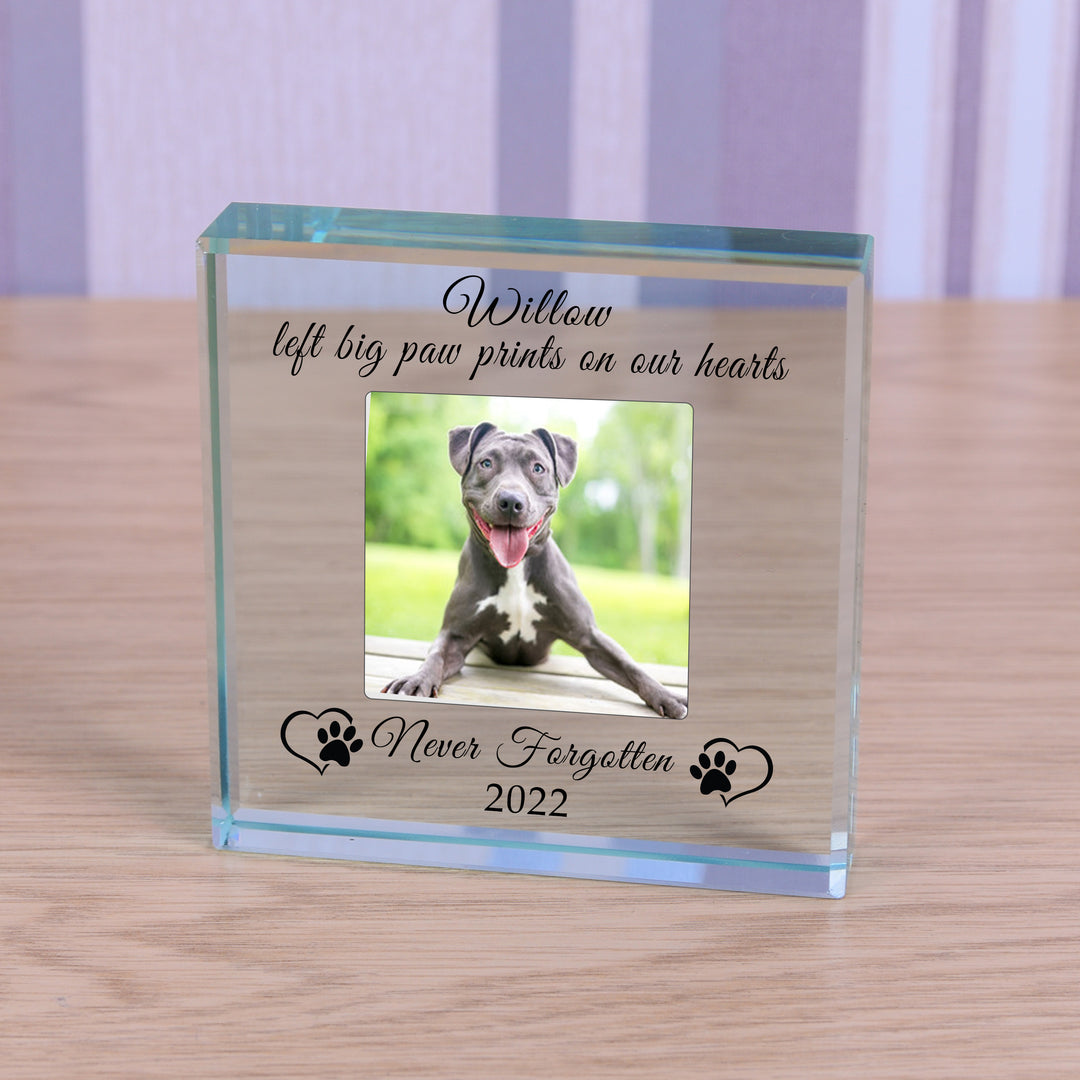 Personalised Pet Memorial Glass Token with Photo