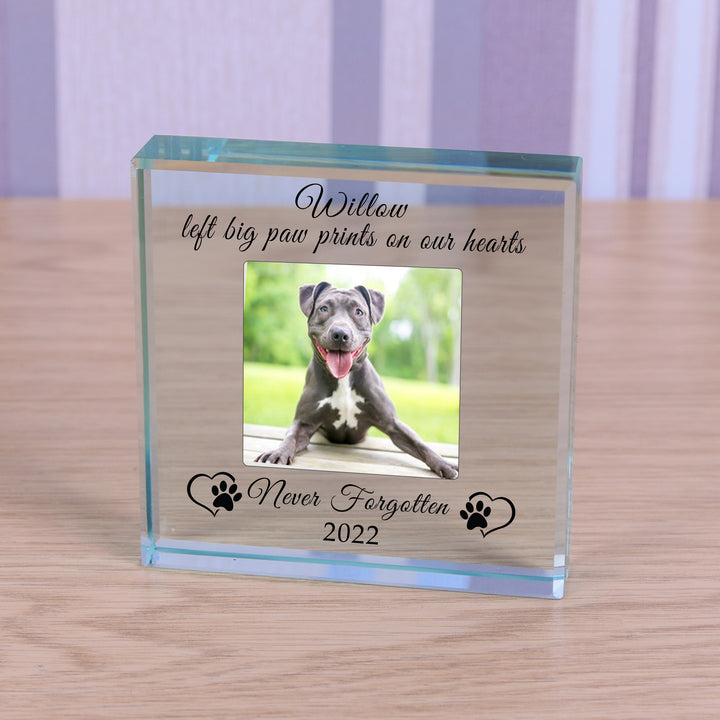 Personalised Pet Memorial Glass Token with Photo