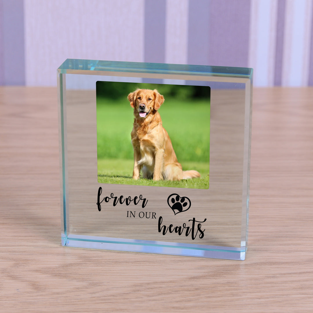 Personalised Pet Memorial Glass Token with Photo