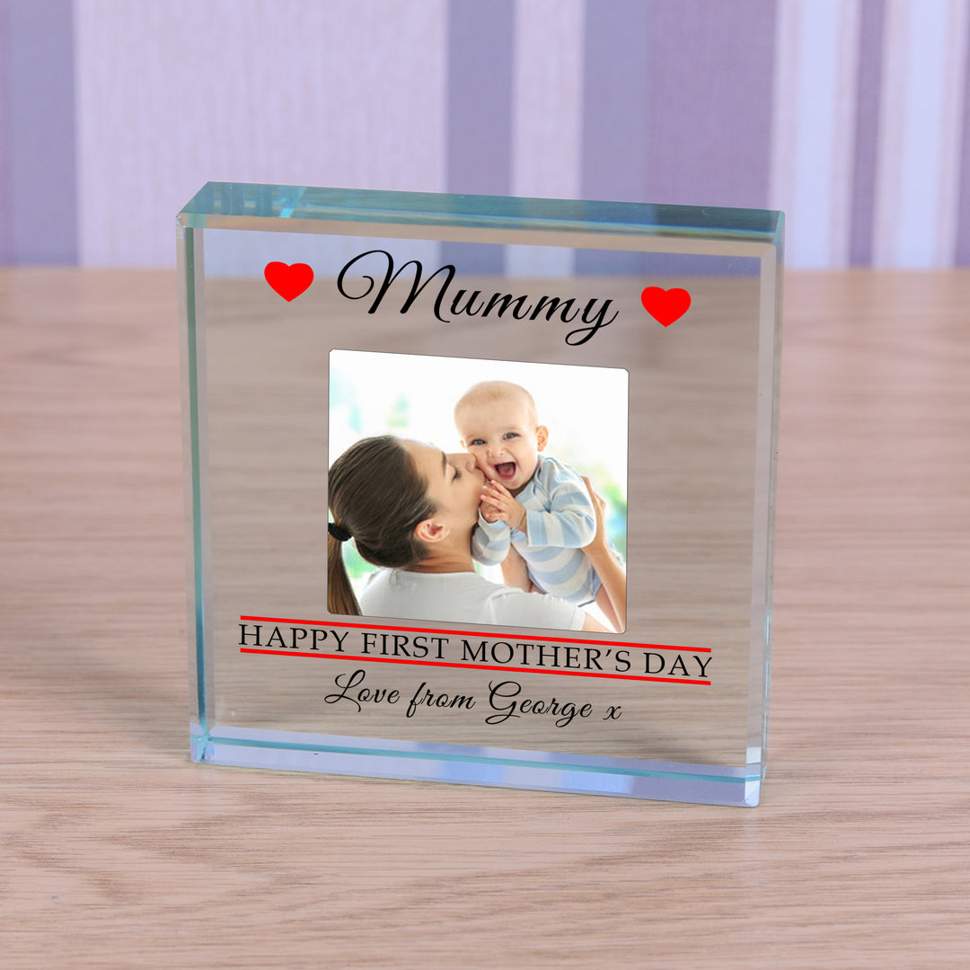 Personalised First Mother’s Day Glass Token with Photo