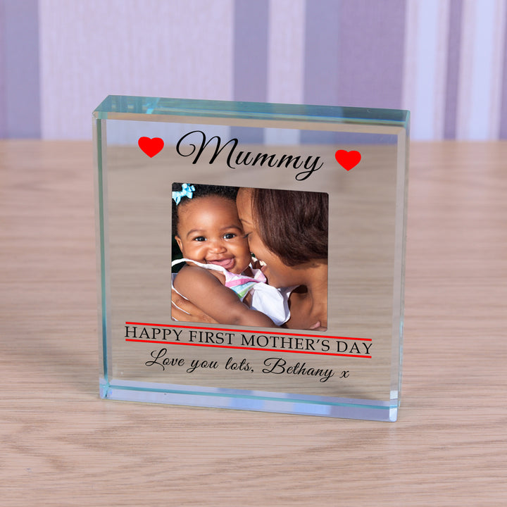 Personalised First Mother’s Day Glass Token with Photo