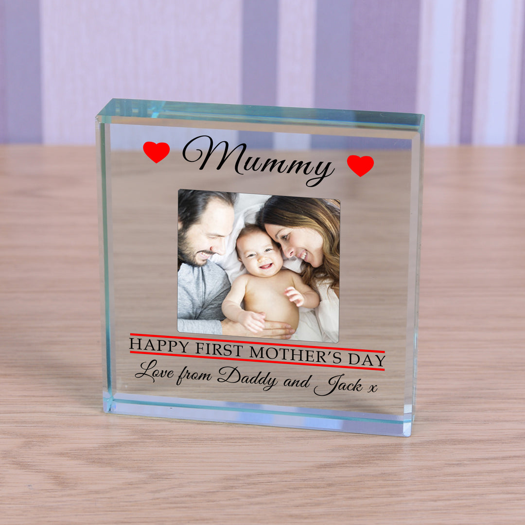 Personalised First Mother’s Day Glass Token with Photo