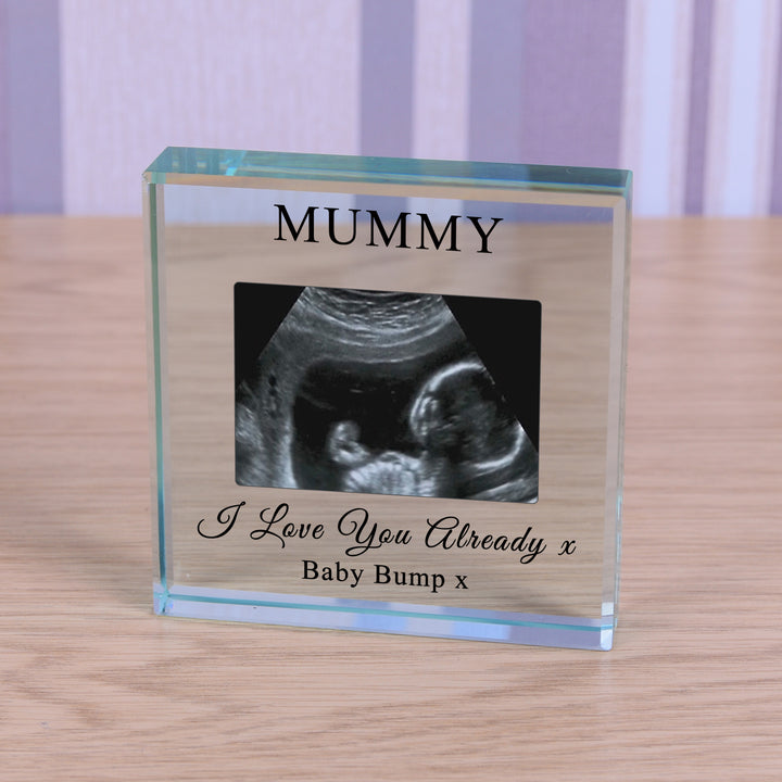 Personalised Baby Scan Glass Token with Recipient &amp; Message