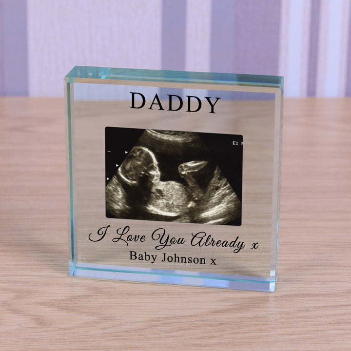 Personalised Baby Scan Glass Token with Recipient &amp; Message