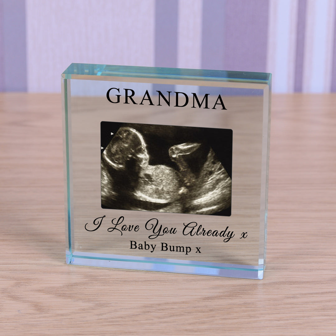 Personalised Baby Scan Glass Token with Recipient &amp; Message