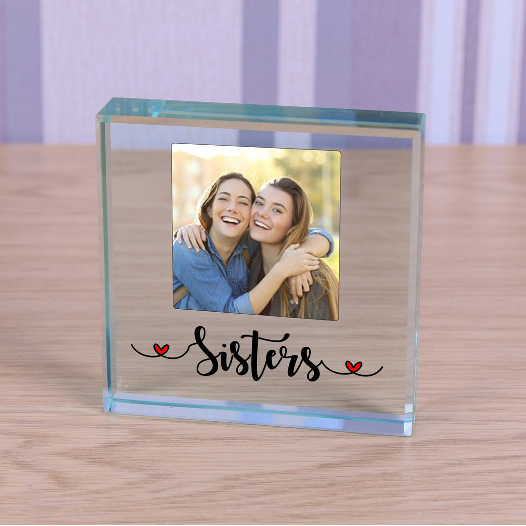 Personalised Sisters Glass Photo Token
