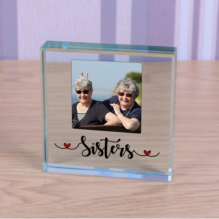 Personalised Sisters Glass Photo Token
