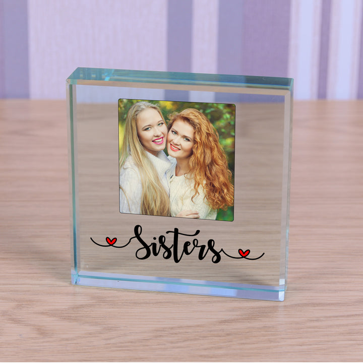 Personalised Sisters Glass Photo Token