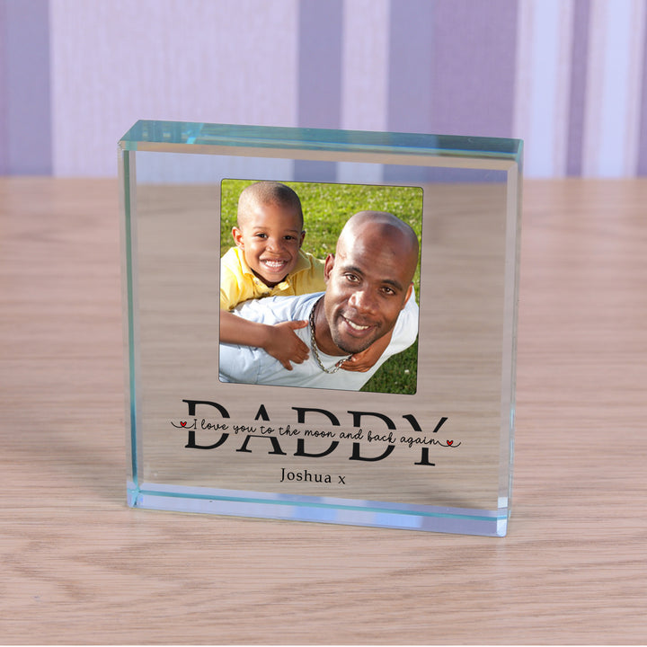 Personalised Daddy Moon and Back Glass Token with Photo