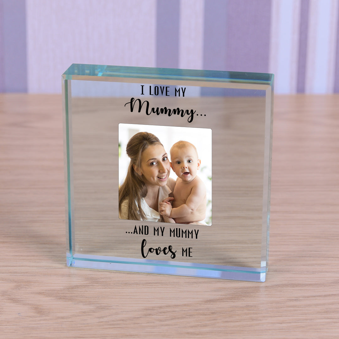Personalised I Love My Mummy Glass Token with Photo