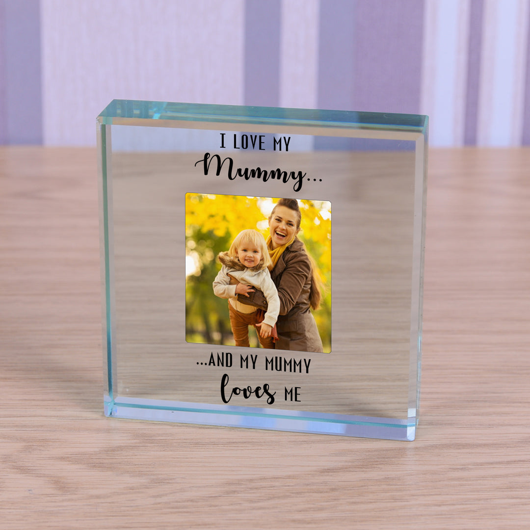 Personalised I Love My Mummy Glass Token with Photo