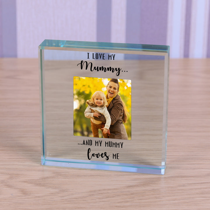 Personalised I Love My Mummy Glass Token with Photo