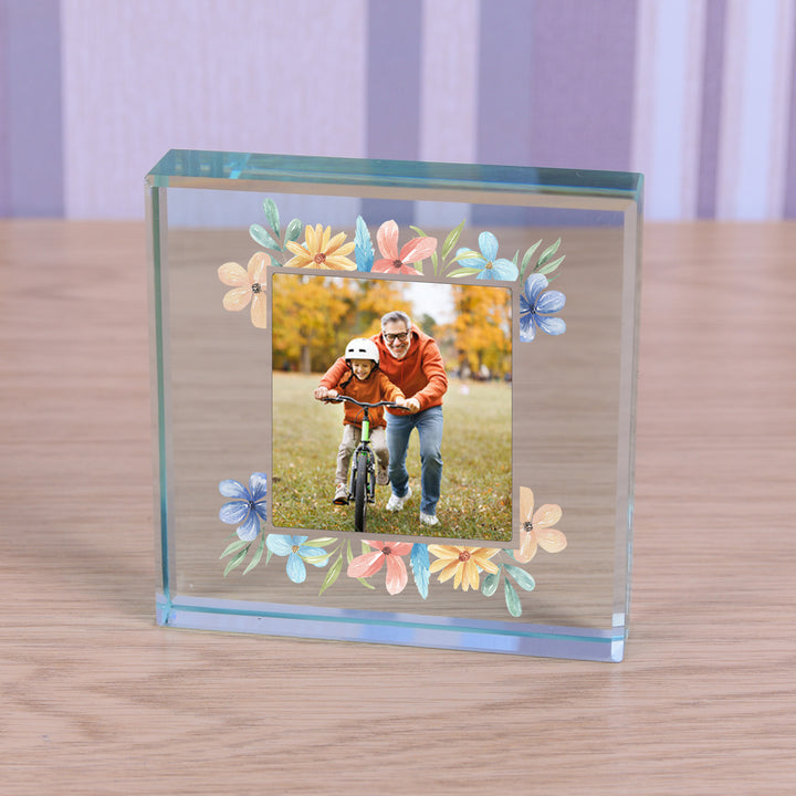 Personalised Floral Photo Upload Glass Token