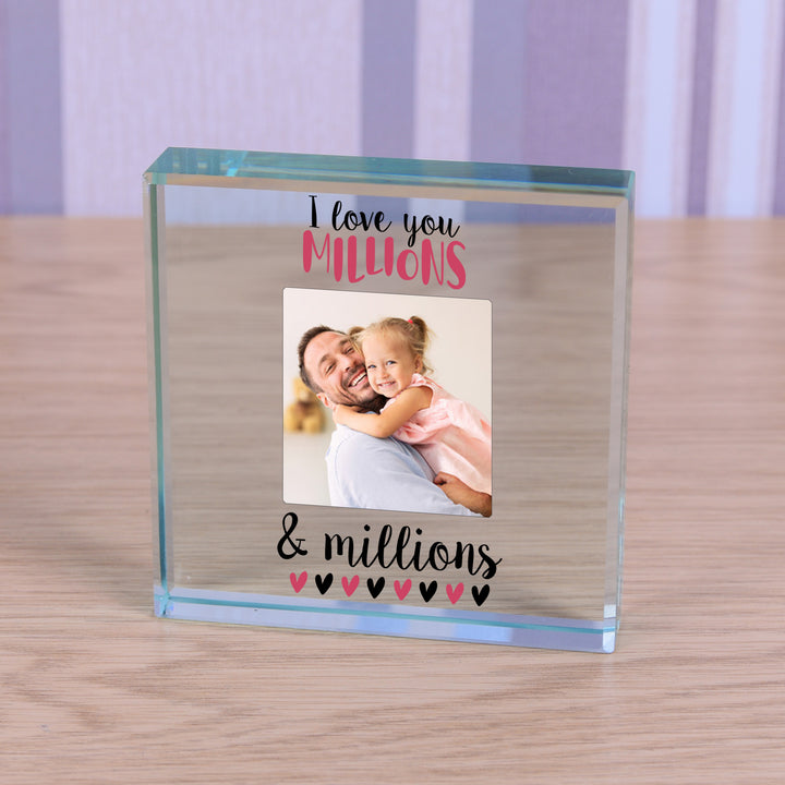 Personalised I Love You Millions Glass Token Photo Upload