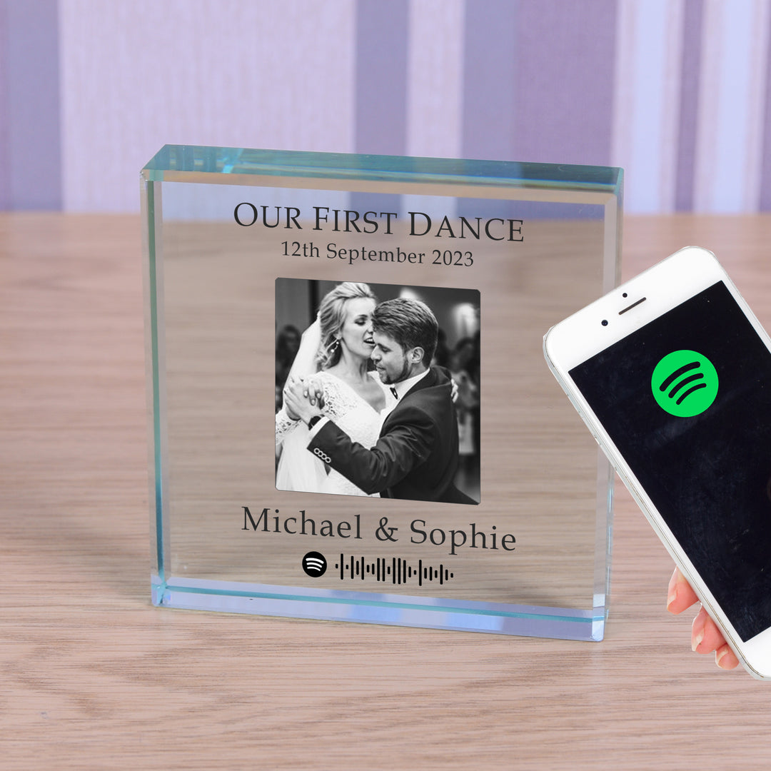 Personalised First Dance Spotify Glass Token with Photo