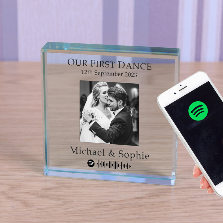 Personalised First Dance Spotify Glass Token with Photo