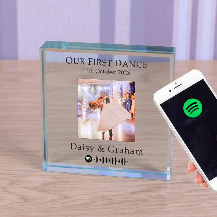 Personalised First Dance Spotify Glass Token with Photo