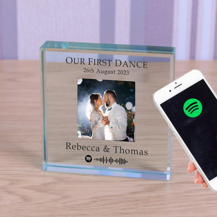 Personalised First Dance Spotify Glass Token with Photo