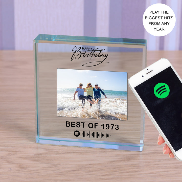 Personalised Birthday Spotify Playlist Glass Token