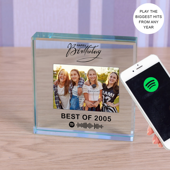 Personalised Birthday Spotify Playlist Glass Token