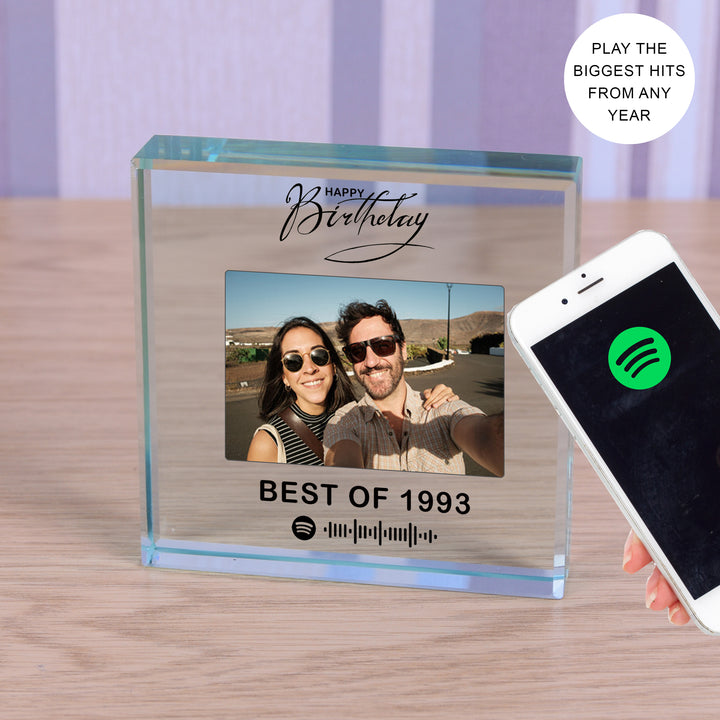Personalised Birthday Spotify Playlist Glass Token