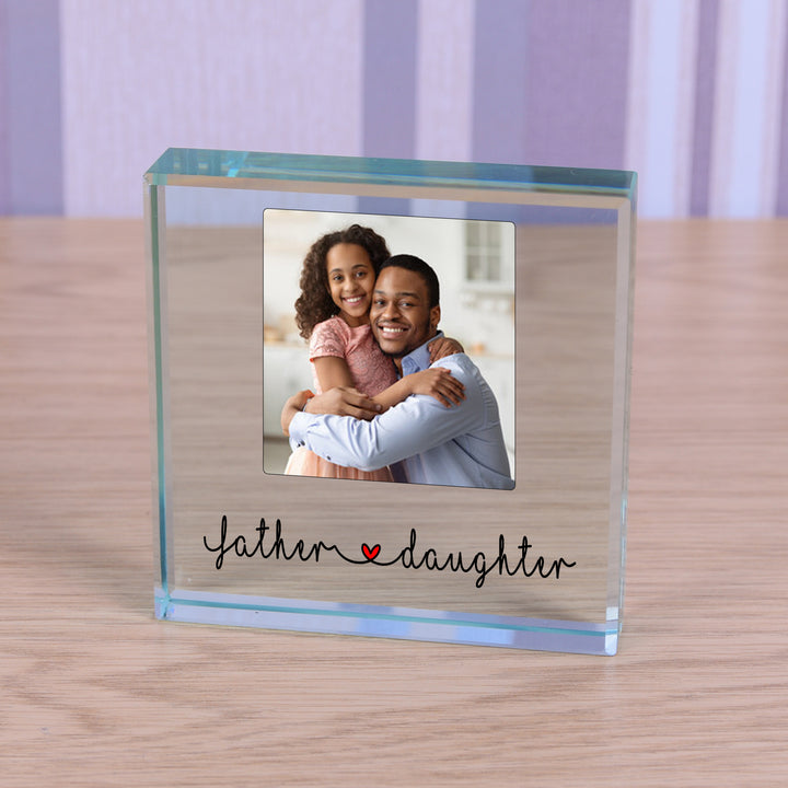 Personalised Father &amp; Daughter Glass Token with Photo